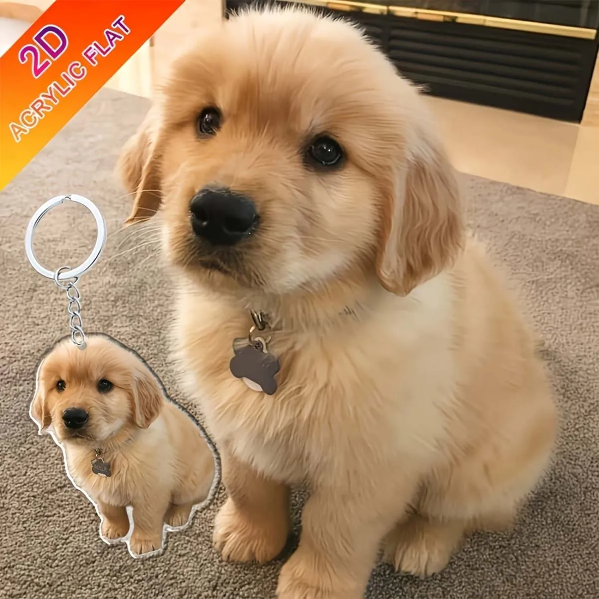 2D Custom Pet Avatar Photo Keychain, Full-Body Pet Photo Customization, Personalized Pets, Custom Acrylic Accessories