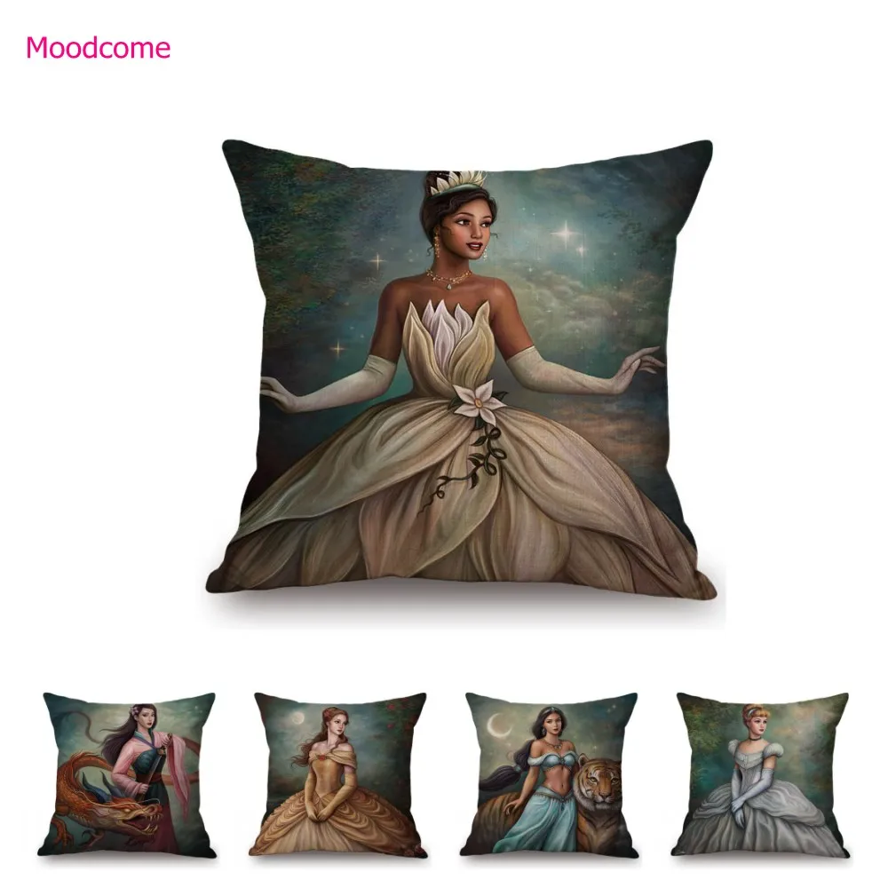 Daughter Cartoon Princess Art Lovely Cute  Girl Room Decoration Sofa Throw Pillow Case Childhood Princess Dream Cushion Cover