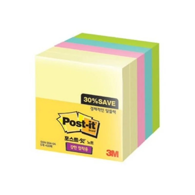 3M Post-it Note Affordable Pack SSN 654-5A 100 sheets (76x76mm) with a single collar