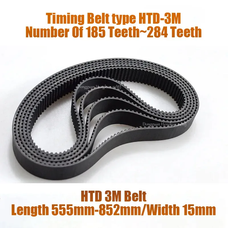 

HTD 3M Timing Belt 3M Closed Loop Rubber Belt Width 15mm Pitch 3.0mm HTD3M Synchronous Belt Perimeter 555-852mm 3M Rubber Belt