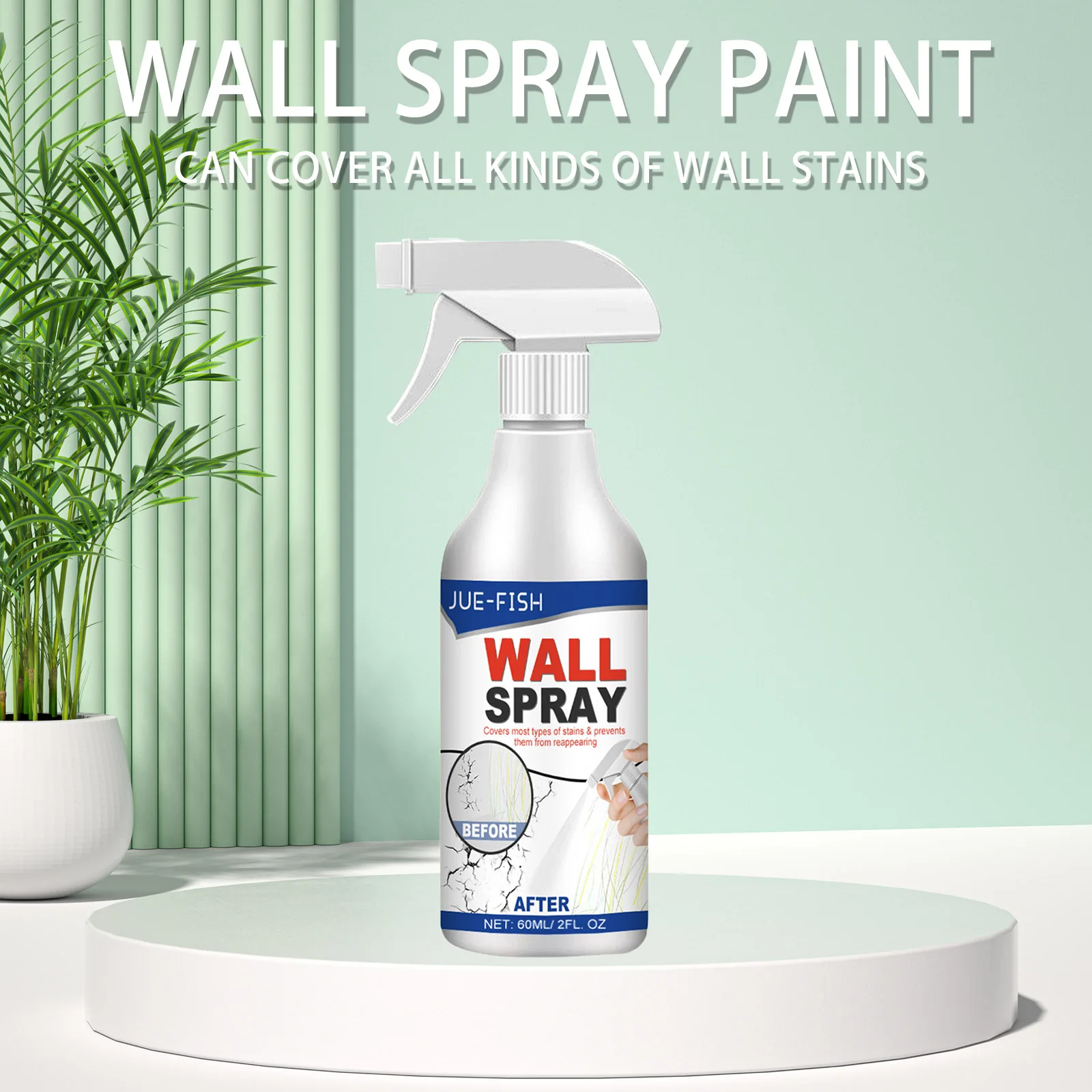 

Jue-Fish 60ml Spray Paint For Wall Cover Spray Harmless White Paint Wall Repair Renovation No Color Difference Home Improvement