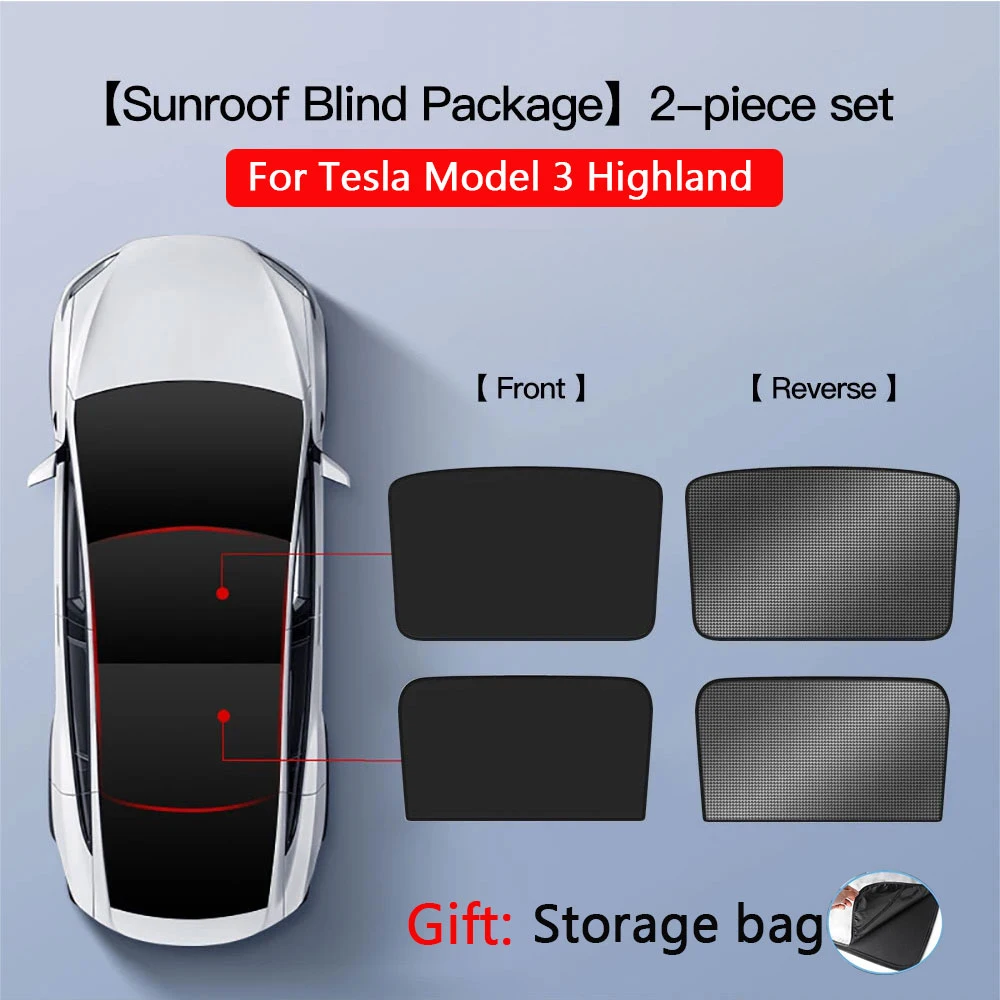 2 Stuks Voor Tesla Model 3/Y/3 Hoogland/Y Juniper Ijs Doek Gesp Shades Voor Glazen dak Voor & Achter Zonnedak Dakraam Zonnescherm
