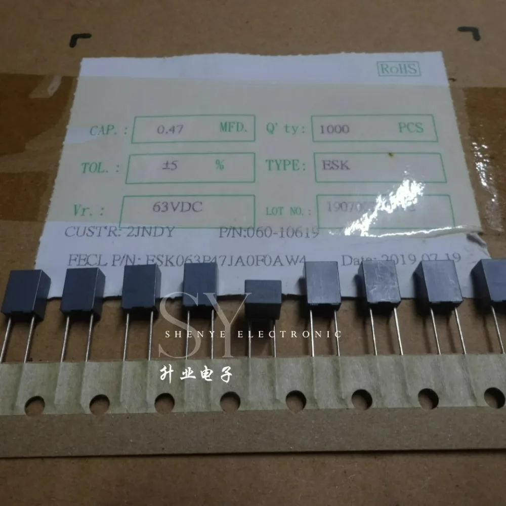 10pcs/lot Fara 0.47uf 63V 470nf u47 474 J Brand New 5mm Film Capacitor