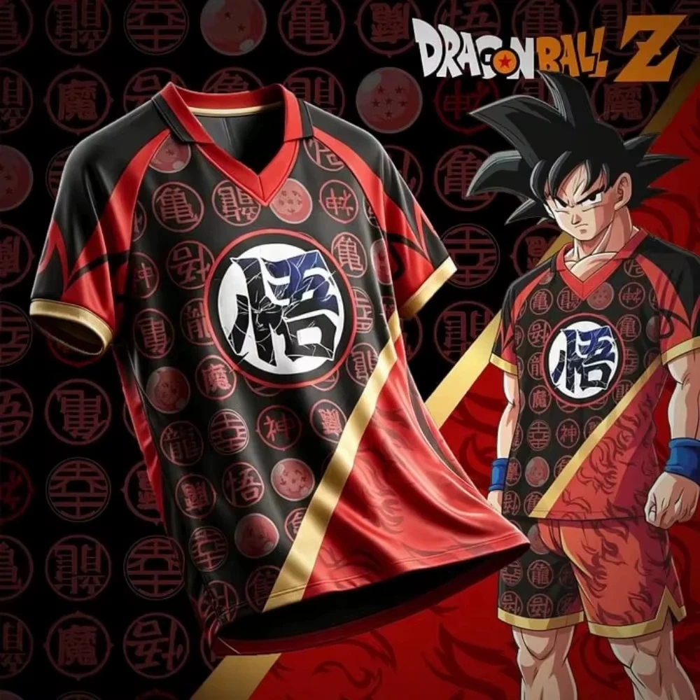 2026 New KAME-FC Dragon Ball Goku Black and Red Short Sleeve Collar Business Polo Shirt Men/Kid Tshirt Oversized Sports Jersey ﻿