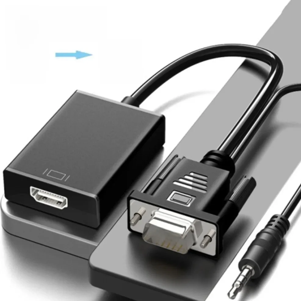 Adaptateur convertisseur VGA vers HDMI 1080P, câble adaptateur VGA mâle vers HDMI femelle avec sortie Audio 3.5mm pour PC portable projecteur HDTV