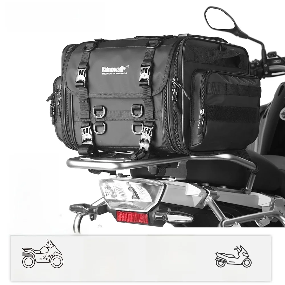 AliExpress Rhinowalk Motorcycle Back Seat Bag Waterproof 19L-80L Large Universal Motor Tail Back Saddle Bag Pannier Case For ADV Scooter