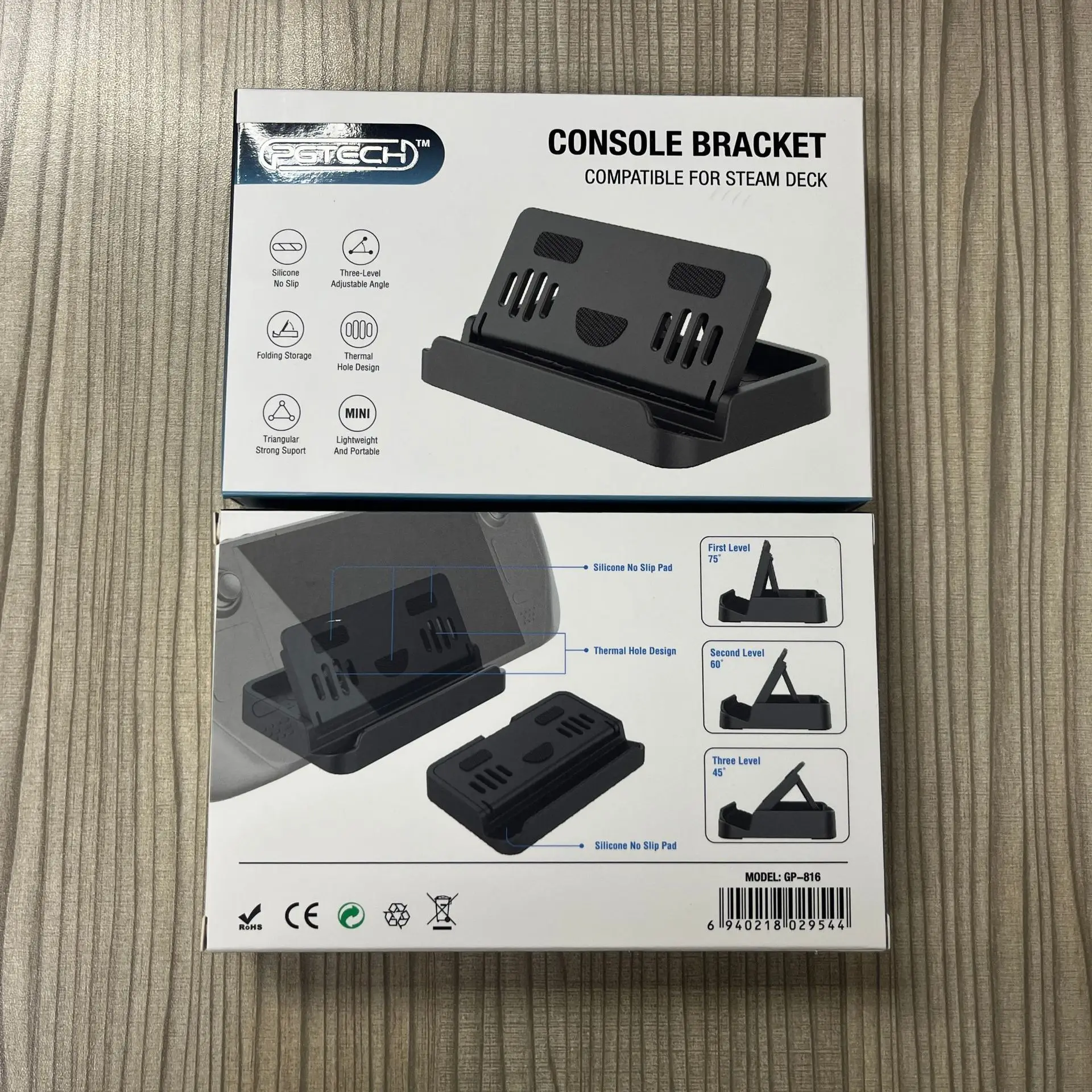 For Steam Deck Gamepad Adjustable Base Holder with 6 Stickers Non-slip Cooling Holes Smiley Bracket Game Controller Accessories