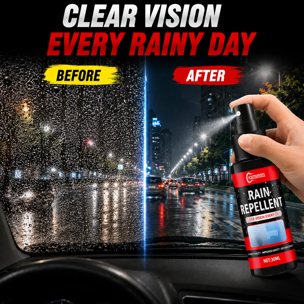 Nano Glass Anti Rain and Anti Fog Spray for Windshield Helmet and Car Glass Protection