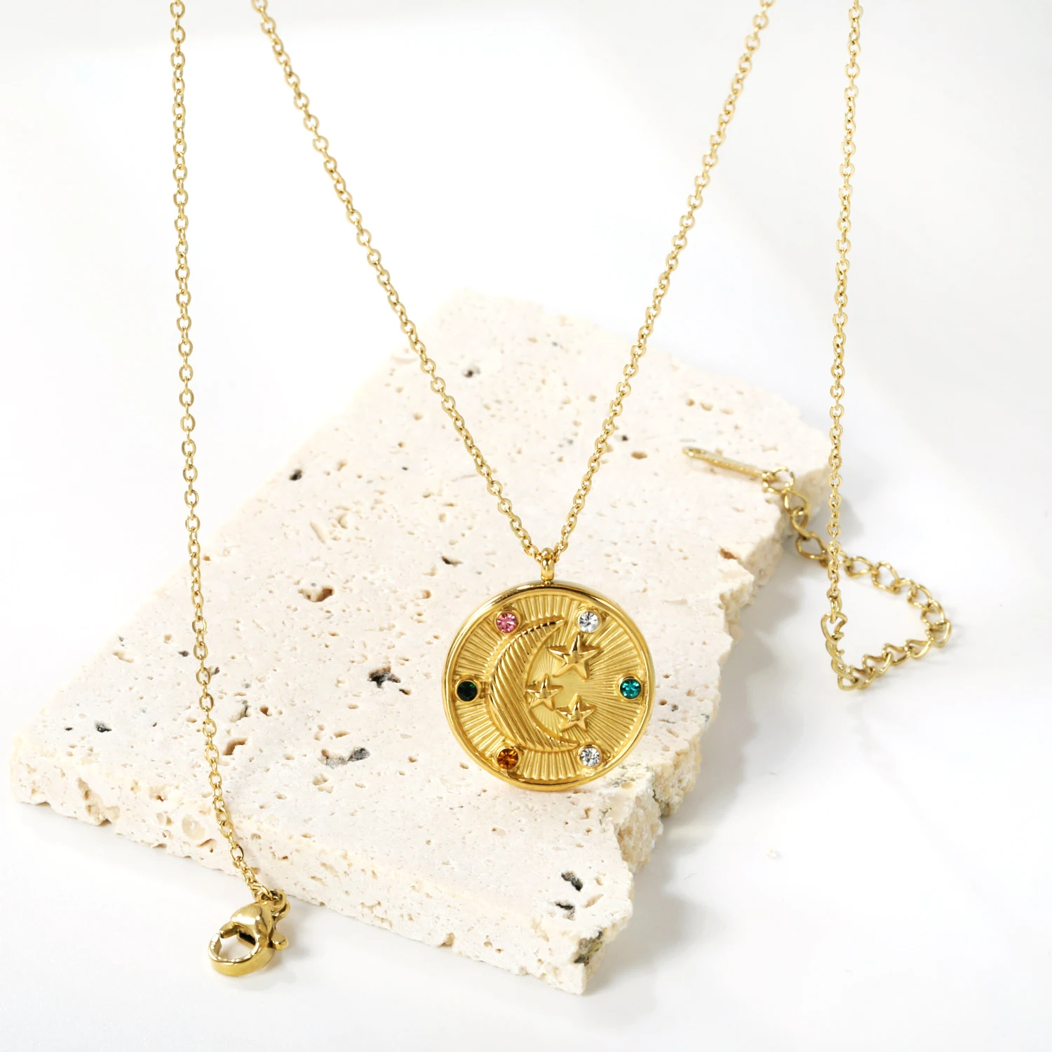 Monds tern Anhänger Halskette Damen Anhänger Halskette elegante goldene Edelstahl nicht verblassen Halskette Luxus Schmuck Geschenke
