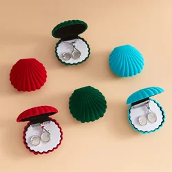 Anjj 6-Color Shell Jewelry Box 2024 New Lovely Velvet Trinket Box with Smiley Face Shaped Sponge Liner Oversize 82mm*82mm