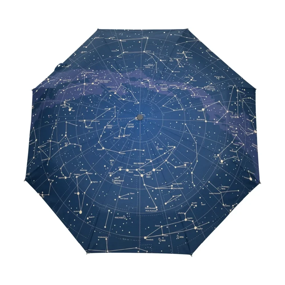 Gorąca sprzedaż kreatywny 12 gwiazdozbiór gwiazd mapa gwiaździste niebo Parasol deszcz kobiety automatyczne potrójne Parasol Parasol Parapluie — zdjęcie 2