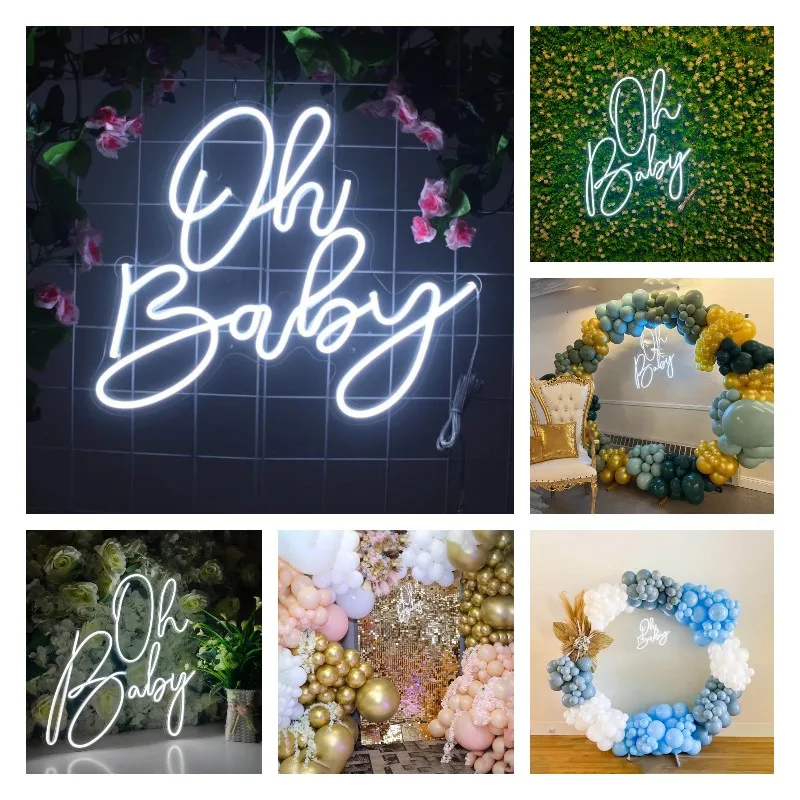 LED Custom Weeding Oh Baby Text Neon Sign Light Handmade Wall Decor Hangings for Room Shop Gift Home High Quality Acrylic Arts