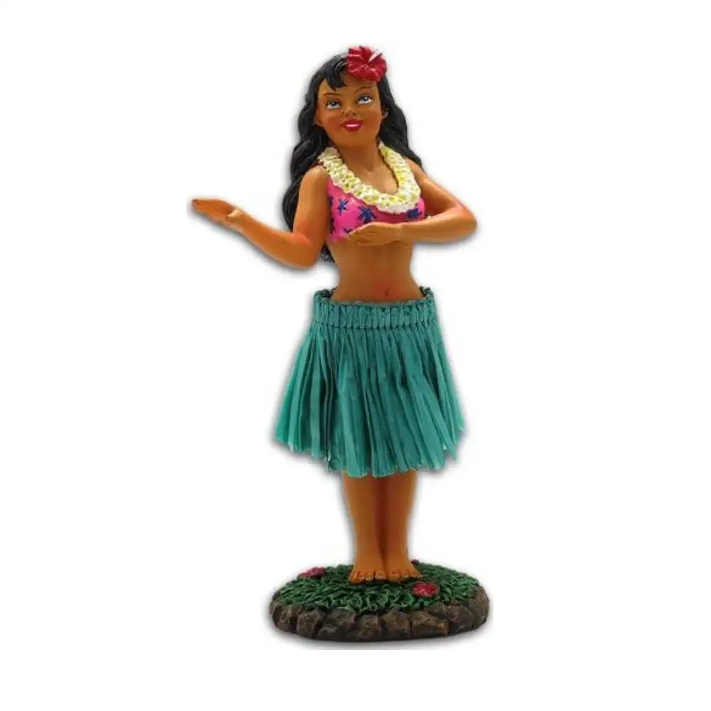 Hawaiian Dancing Girl Figurine Grass Skirt Doll Dashboard Doll Dancing Hawaiian Dancer Figurine for Desk, Office Fat Dancer