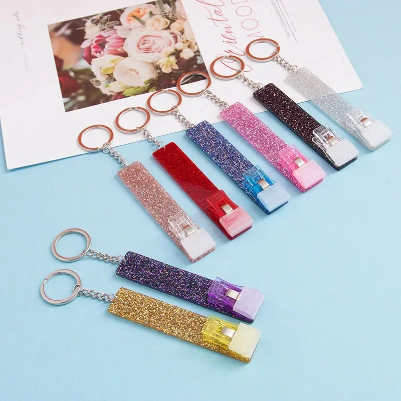 Porte-clés en acrylique, pince en plastique pour cartes ATM, pour ongles longs, vente en gros