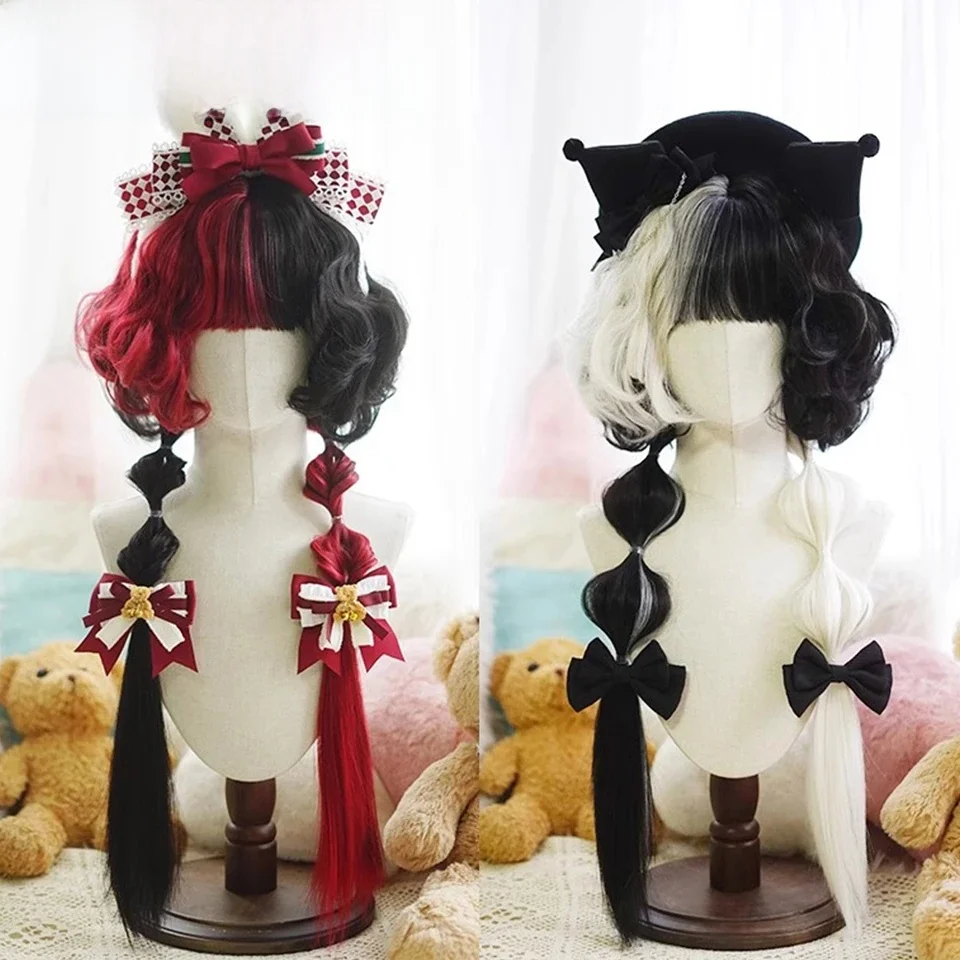 Perruque Synthétique Longue Bouclée avec Tête de Méduse, Résistante à la Chaleur, Noire, Blanche, Rouge, Marron, Rose, Lolita Naturelle, pour Cosplay