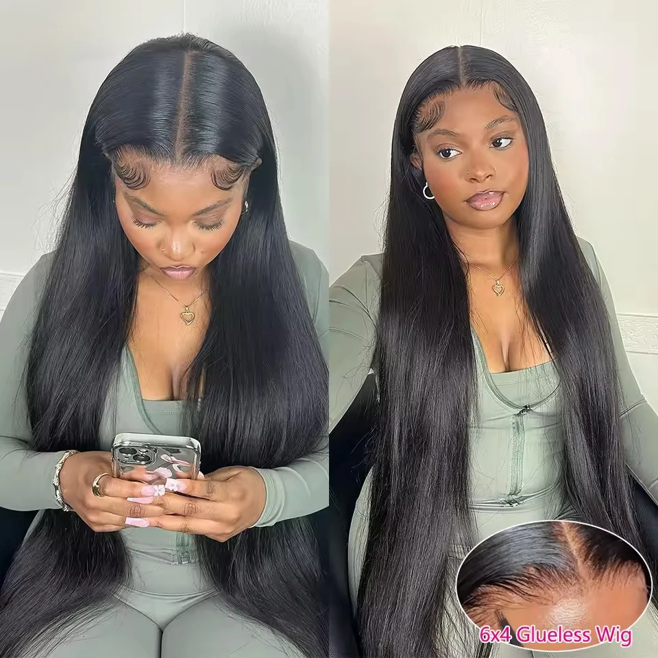 

6x4/5x5 Straight Glueless Wig Human Hair Ready to Wear and Go Human Hair Wigs for Women 24 26 inch Brazilian Remy Hair No Glue