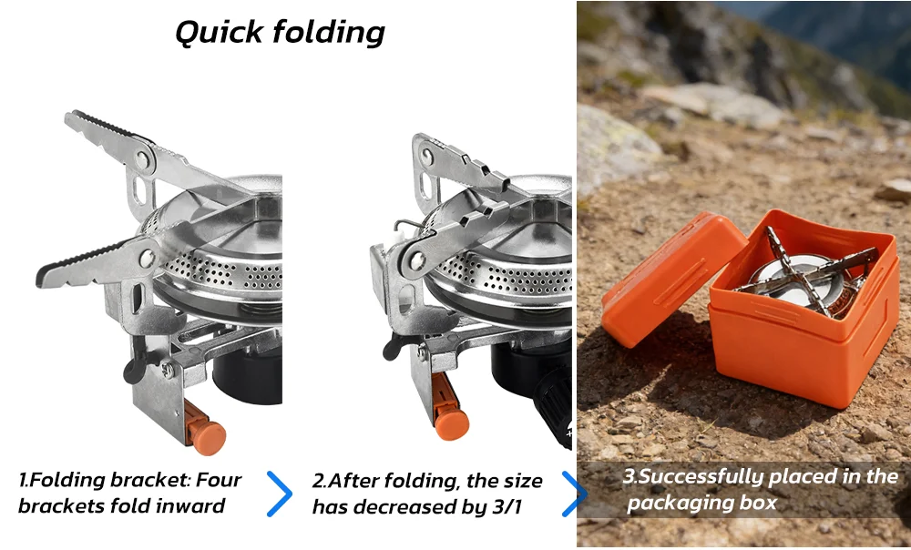 Pandatour winddichter Camping-Gasherd, faltbarer Rucksack, elektronischer Herdkopf, Kochen im Freien, Picknick – Detail 5