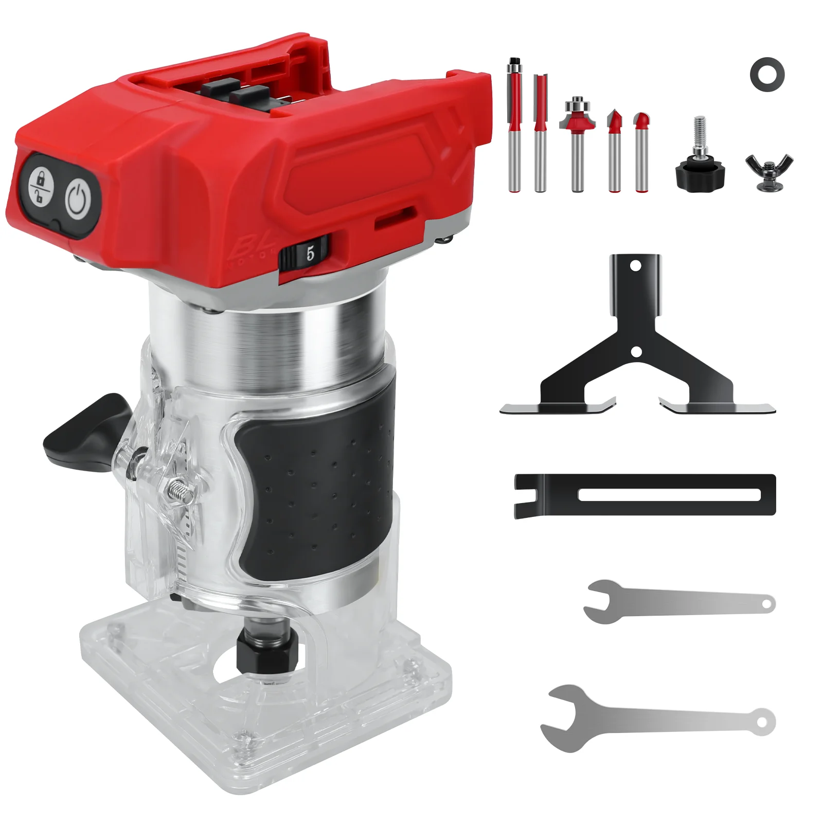 

800W Brushless Electric Trimmer Woodworking Trimming Machine Wood Router Milling Engraving Slotting for Milwaukee 18V Battery