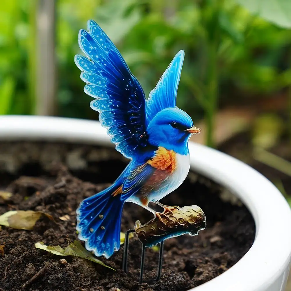 2D Duck Acrylic Garden Floor Decoration Garden Floor Plug Hummingbird Garden Stake Metal Bird Ornament Acrylic Waterproof Garden