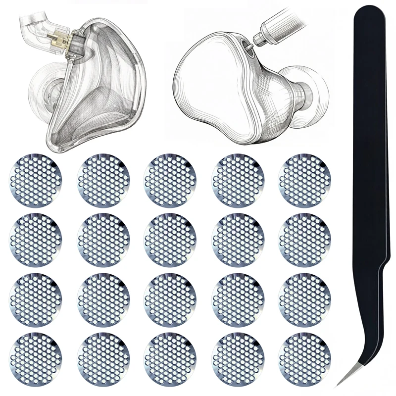 Dust Filter Mesh Replacement for BASN Bmaster5 / MTPro / ASONE / Mix-PD / Bsinger / Bmaster Earbuds, 20 Pieces