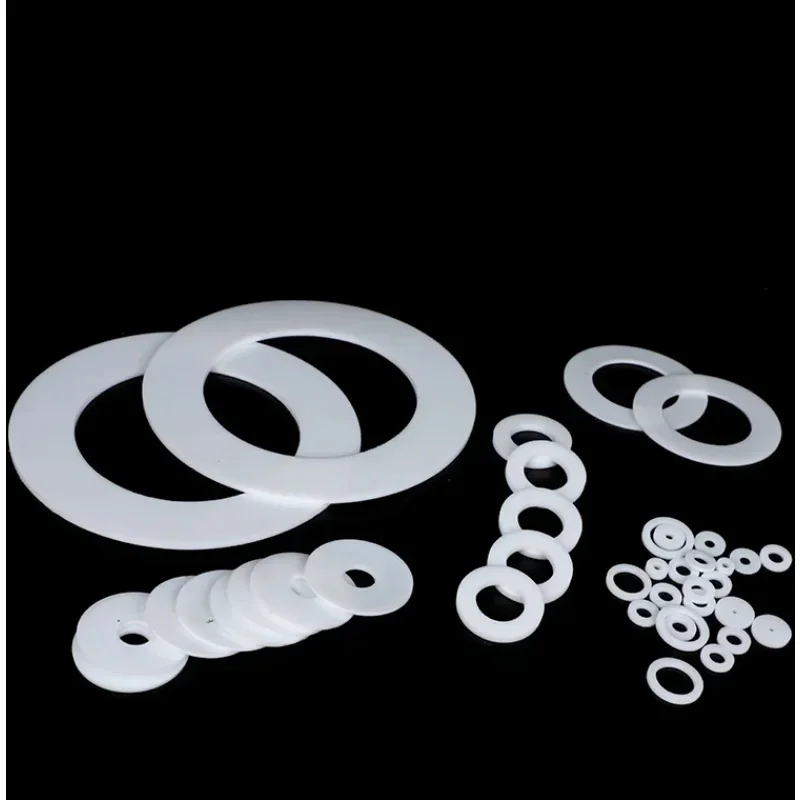Rondelles plates blanches en PTFE, 50 à 200 pièces, M2 M2.5 M3 M4 M5 M6 M8 M10 M12, isolation d'espacement en plastique, joint dur d'étanchéité étanche