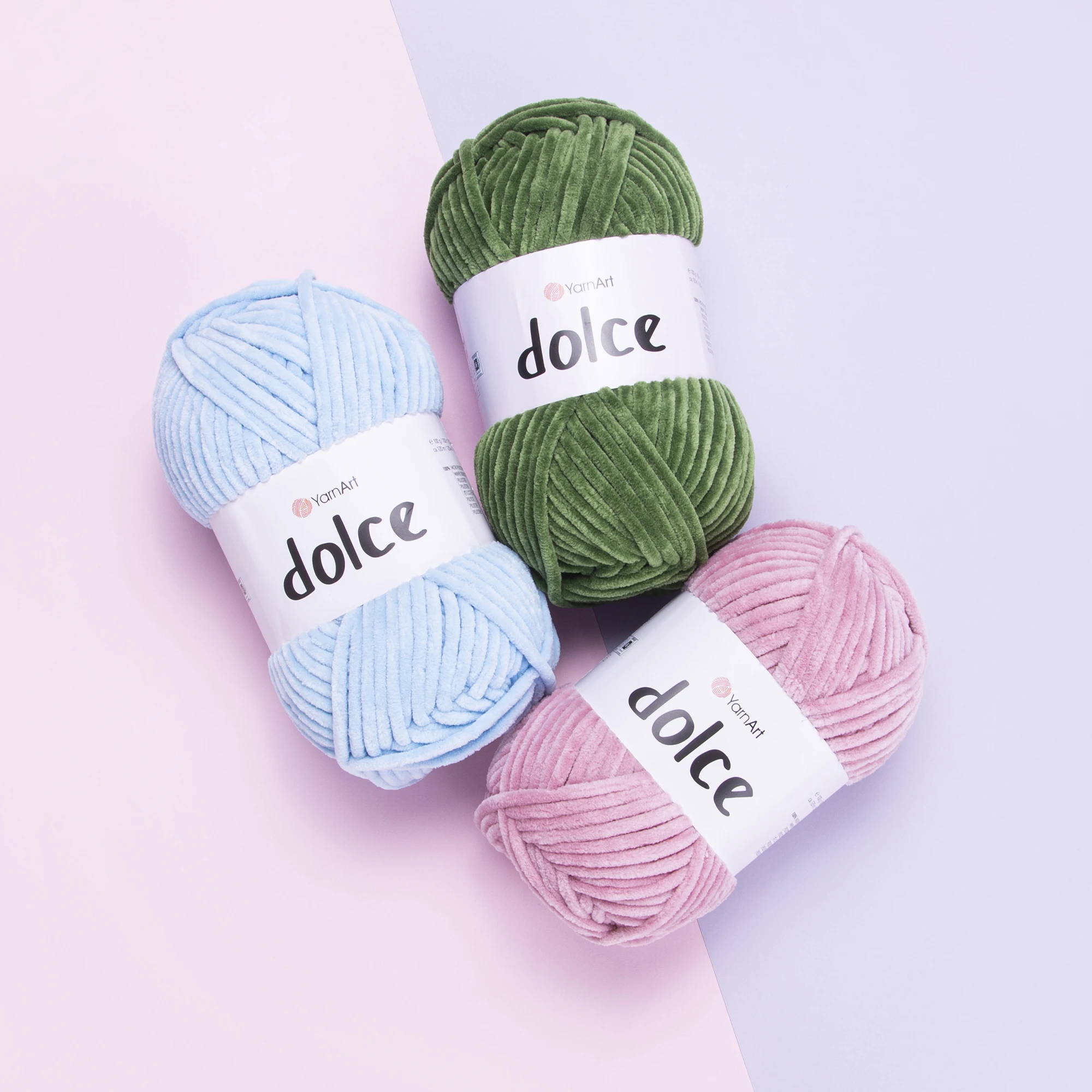 Yarnart Dolce 100g Soft Warm Velvet Chenille Yarn for Hand Knitting Amigurumi Doll Baby Knitwear Scarf Blanket Sweater Cardigan