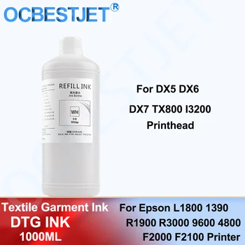 Encre pour vêtement Textile DX5 DX6 DX7 TX800 I3200, 1000ml, blanc DTG, pour imprimante Epson L1800 1390 R1900 R3000 9600 4800 F2000 F2100