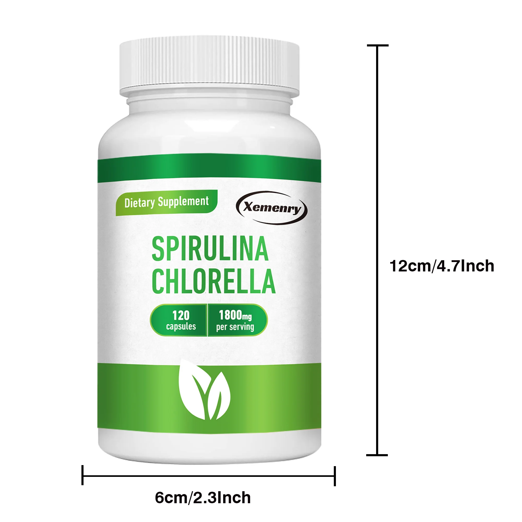 Spirulina Chlorella-desintoxicación, energía, digestión y potente antioxidante, Control de azúcar en sangre Natural-120 cápsulas