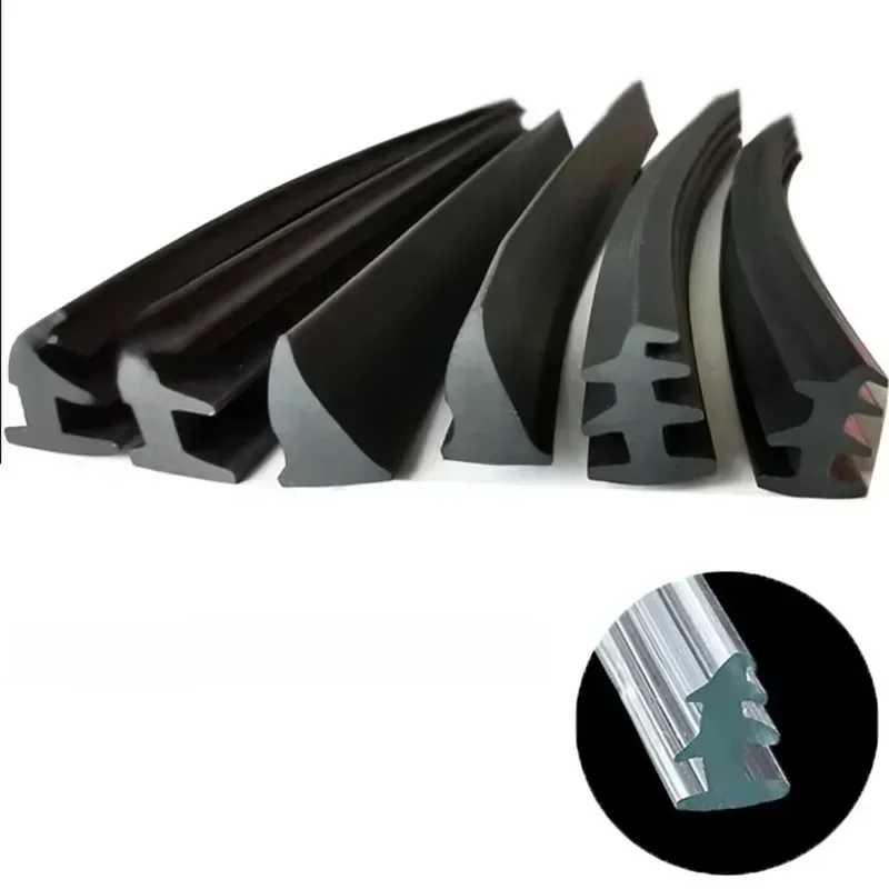 Bande d'étanchéité pour porte fenêtre, 1-5M, alliage d'aluminium, écart de verre fixe, Type trois T, remplissage de la fente pour carte, bandes en caoutchouc, Isolamento Acustico
