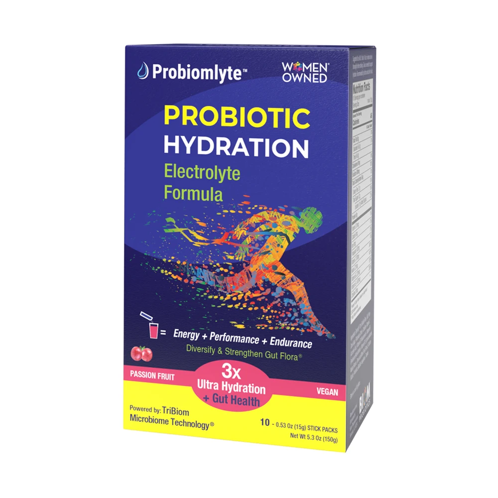 

Probiomlyte – Passion Fruit - Probiotics Prebiotics Postbiotics with Electrolytes + Vitamin Superior Hydration, endurance, gut