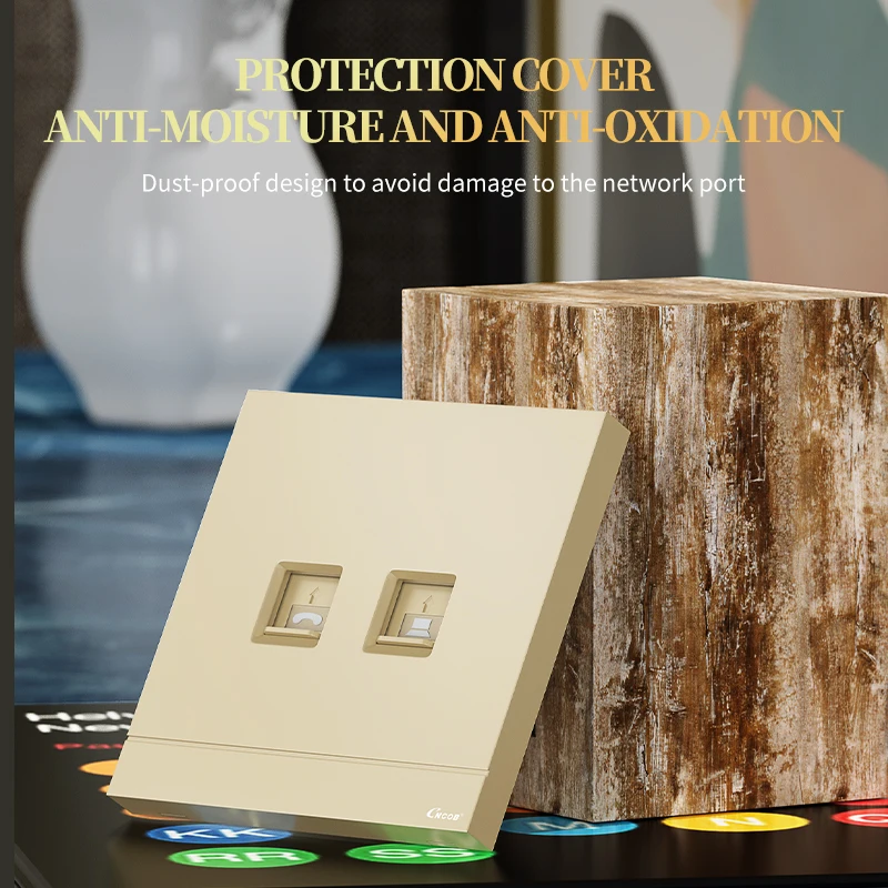 CNCOB Ethernet Faceplate Dual Port Telephone Network Panel 86 Type Wall Plate Socket Electrical Equipment 5pcs