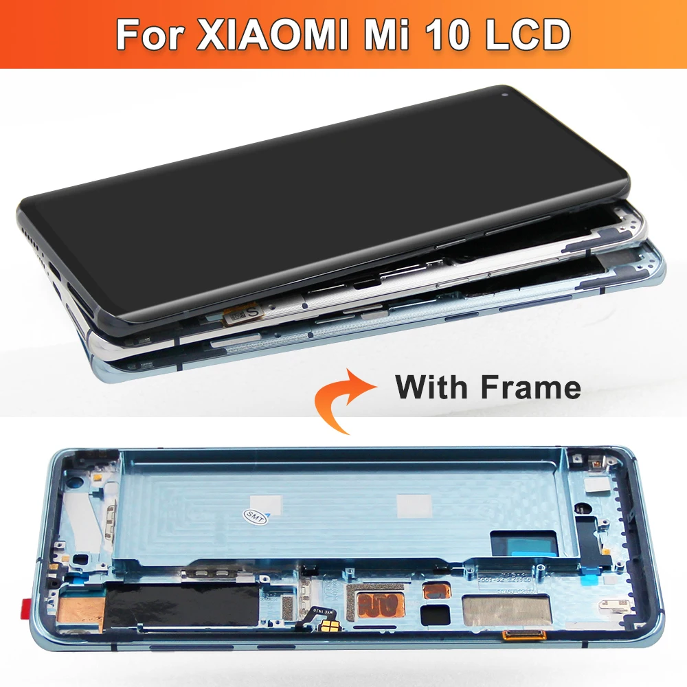 100% Tested LCD+Frame For Xiaomi MI 10 5G LCD Display Screen Assembly Replacement For Xiaomi mi10 5G M2001J2G Display