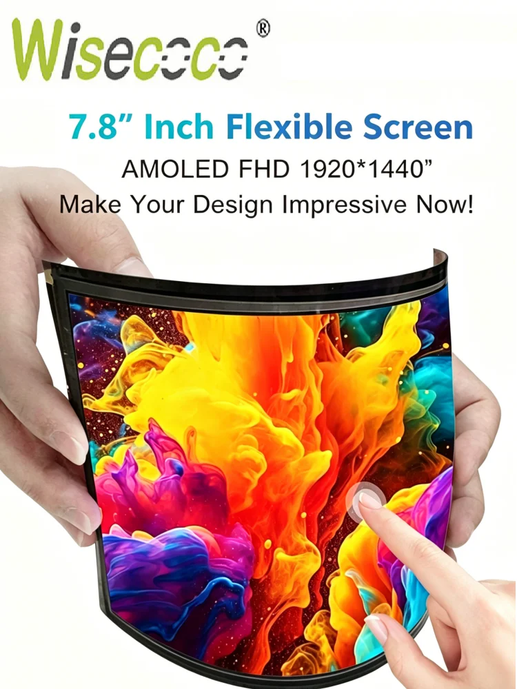 

Гибкий сенсорный AMOLED-дисплей Wisecoco 7,8 дюйма, 1920x1440 FHD, изогнутый OLED-экран для DIY-электроники