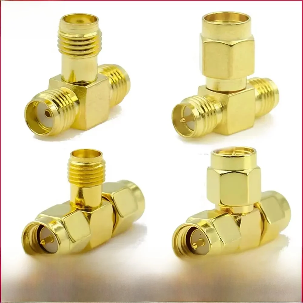 Adaptateur SMA RPSMA vers double deux RP-SMA, 2 mâles et femelles, Kit de connecteurs coaxiaux RF à 3 voies, séparateur de prise Triple RP SMA T pour antenne, 1 pièce