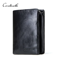 CONTACT'S New Classical Genuine Leather Wallets Vintage Style Men Wallet Fashion Brand Purse Card Holder Long Clutch Wallet