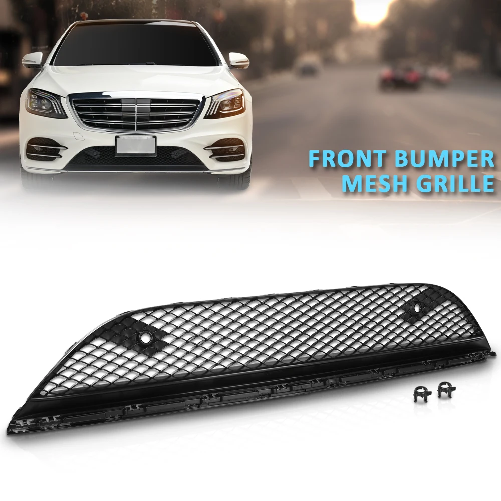 

Front Bumper Mesh Grille Fits 18-20 Mercedes Benz S450 S560 S65 Amg 2228857100 Plastic Black Strong Durable Sturdy Car Exterior