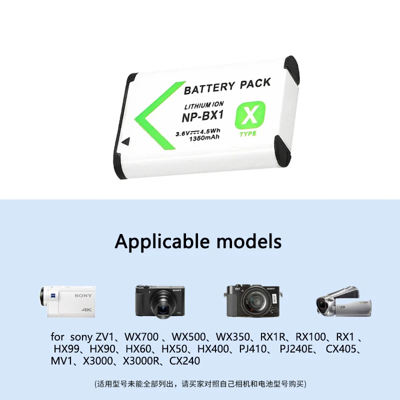 1350mAh Battery NP-BX1  NP BX1  For SONY M6 M3 M5 M2 M4 M1RX1 RX1R HX90 WX350 WX300 HX90 HX400