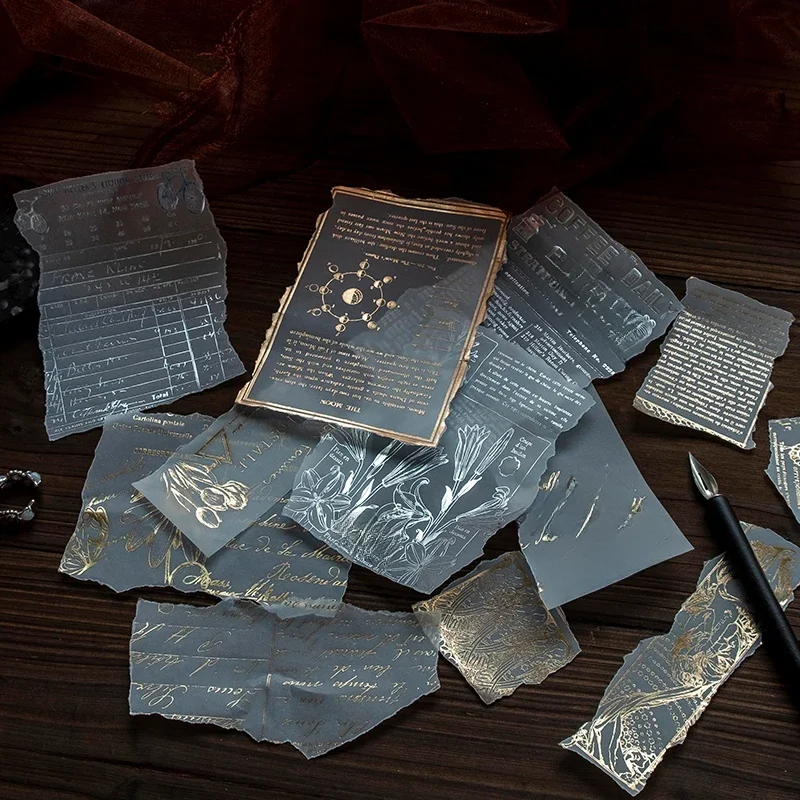 Yoofun 10 sztuk złoty srebrny materiał papier dekoracyjny śmieci dziennik wiersze karty papiernicze Scrapbooking pamiętnik Album — zdjęcie 2