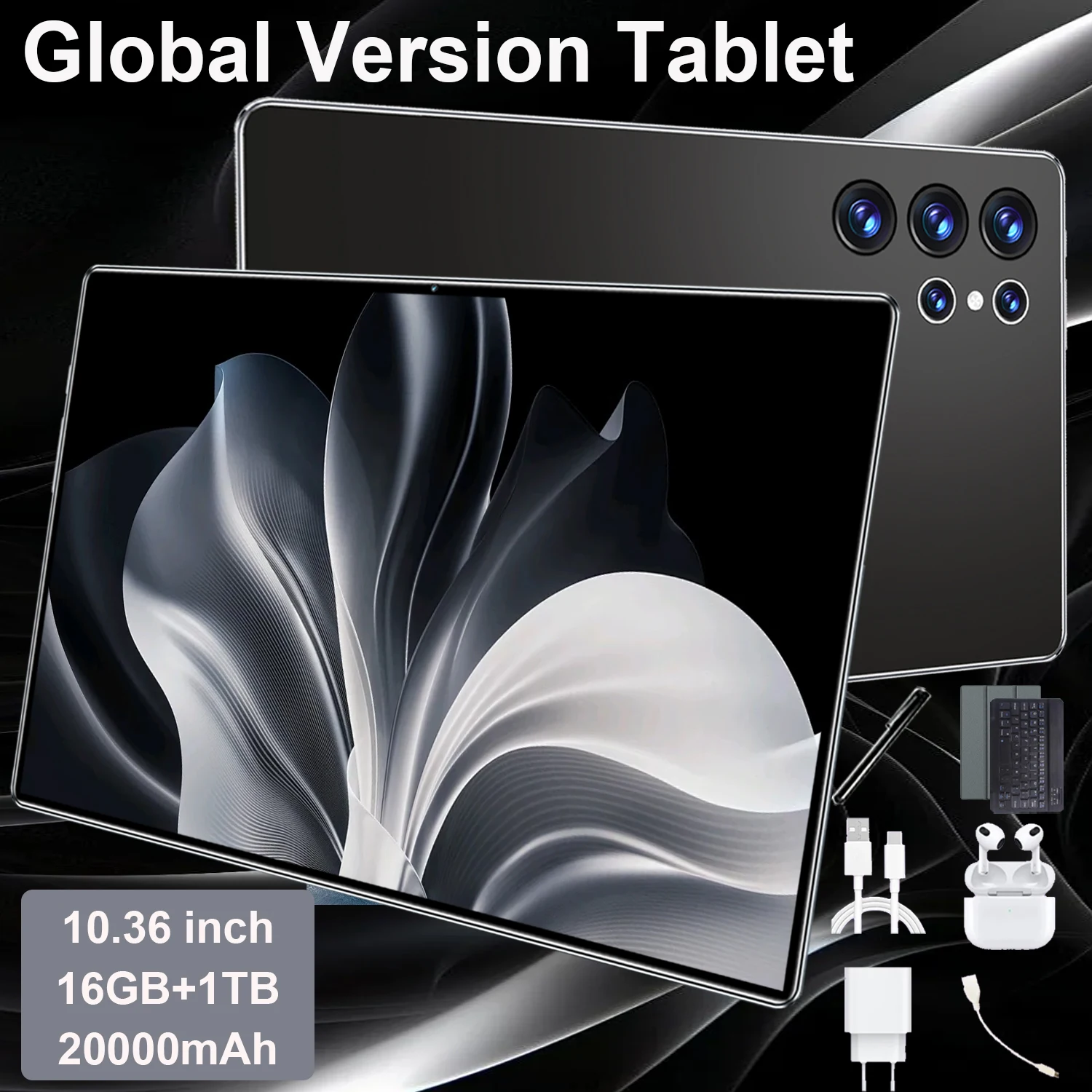 Tablet PC de 10.36 Pulgadas con Diseño Moderno, Android 13, Procesador de 14 Núcleos de Alto Rendimiento, 16 GB + 1 TB de Memoria para