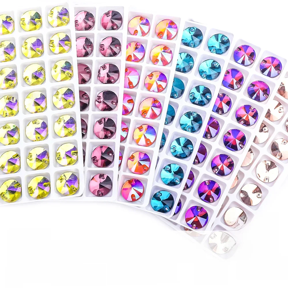 VC – strass en cristal AB ronds à dos plat pour vêtements, perles de coquillage, accessoires de mariage, utilisés pour la décoration et le bricolage, toutes tailles