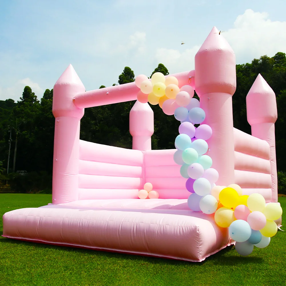 Commercial PVC Bouncy Castle for Kids, Pink Inflatable House, Moon Jumping Bed, Bouncer with Air Blower, Wedding Party, 13ft