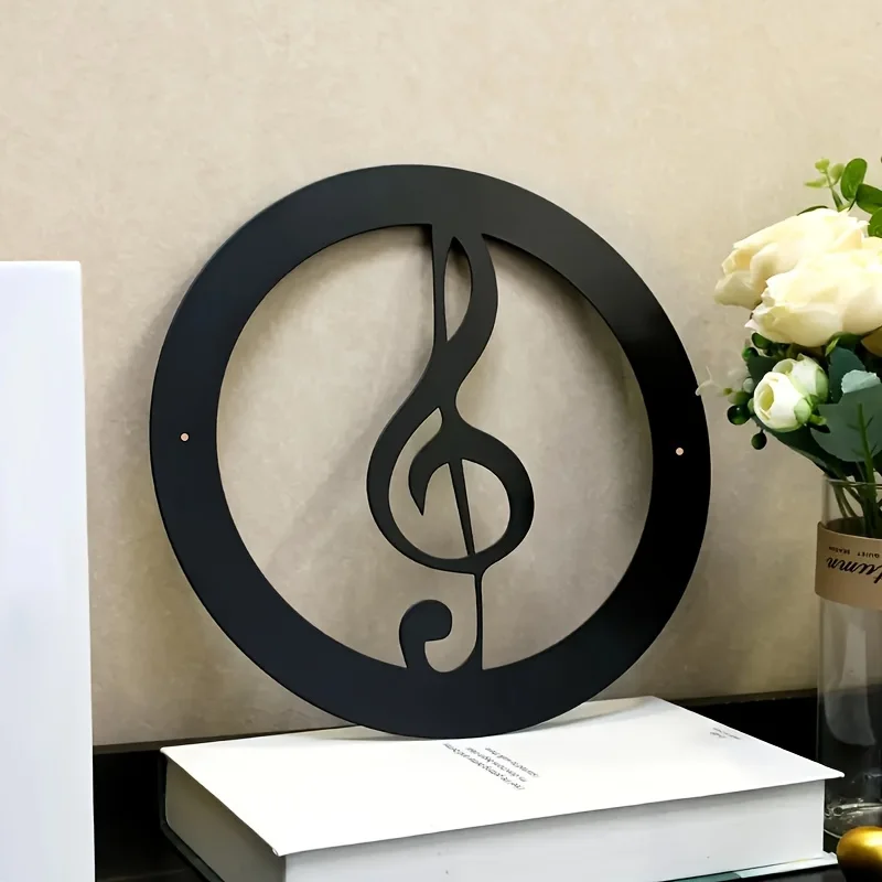 4pcs music metal wall decoration, wall hanging art logo black note hollow iron frame, KTV room decoration, music enthusiast gift