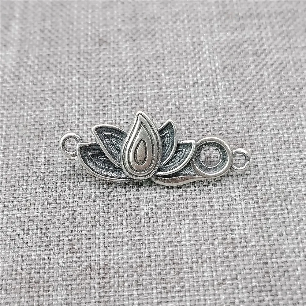 

4 шт. подвесок-коннекторов из стерлингового серебра 925 пробы в форме лотоса для браслетов и ожерелий
