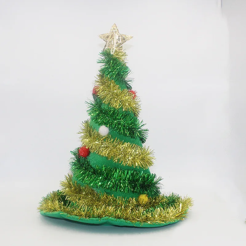 Adult Holiday Tinsel Tree Hat Merry Christmas Tree Hat