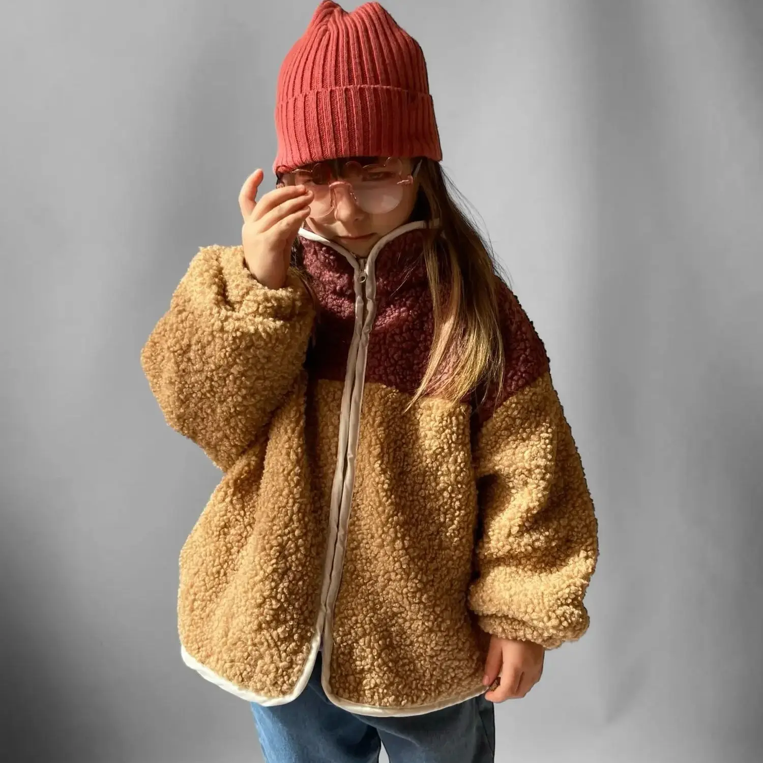 Baby Girl Boy Fleece Patchwork Jacket Thick Infant Toddler Child Warm Sheep Like Coat Fleece Inside Winter Baby Clothes 1-7Y