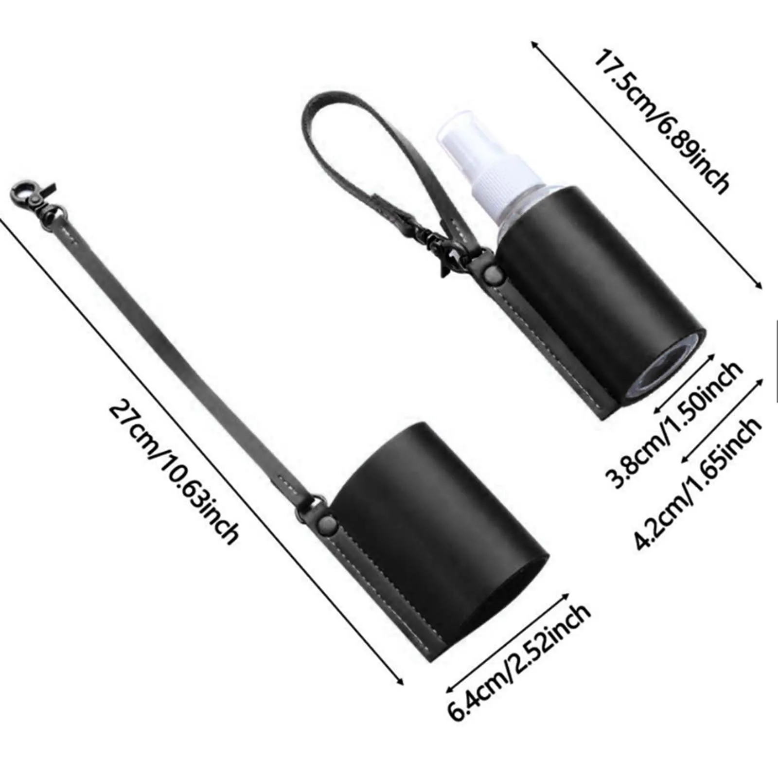 Multi-colored Empty Bottle with PU Leather Case Bottle Holder with Carabiner for Toiletry Perfume Spray Travel Container Small