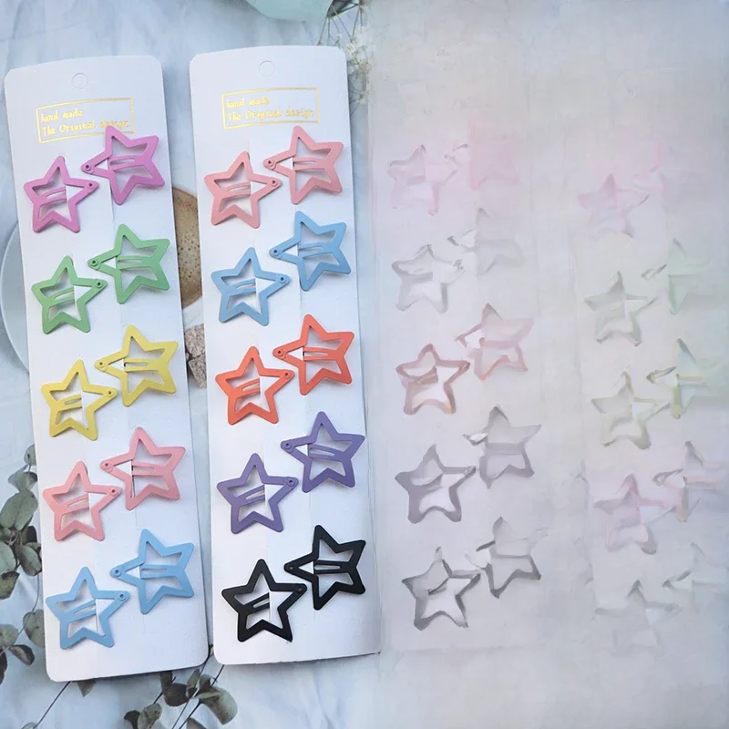 Épingles à cheveux douces, 10 pièces, pince à cheveux en forme de cœur et d'étoile pour enfants filles, Barrette coréenne, accessoires de coiffure