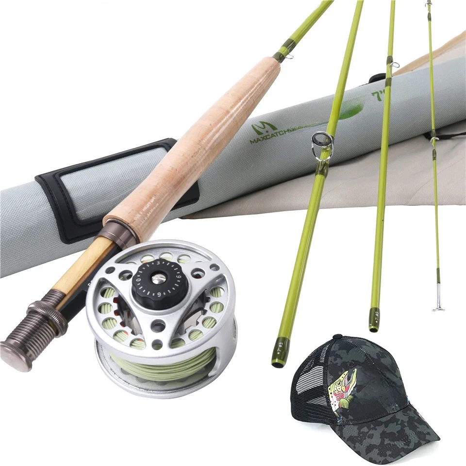 Maximumcatch 2/3WT 6/6.5/7/7.5 stóp haczyk na muchę Combo średnio szybkie Fly Fishing Rod & mucha bębnowy z linii Fly Fishing strój — zdjęcie 2