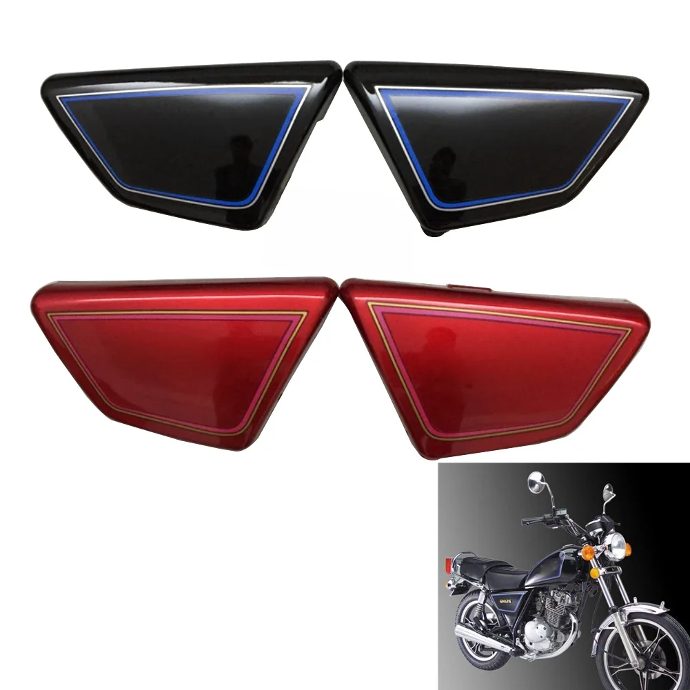 1 para akumulator motocyklowy pokrywa boczna rama osłony boczne panele dla Suzuki GN125 GN 125 czerwony czarny — zdjęcie 2
