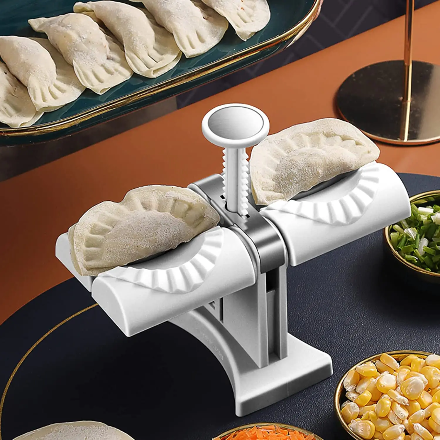 

Household Double Head Automatic Dumpling Maker Mould Quickly Make Dumplings Empanadas Making Artifact Kitchen Accessories